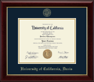 University of California Davis Gold Embossed Diploma Frame in Gallery