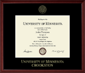 University of Minnesota Crookston Gold Embossed Diploma Frame in Camby