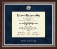 Grace University diploma frame - Silver Engraved Medallion Diploma Frame in Devonshire