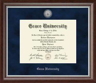Grace University diploma frame - Silver Engraved Medallion Diploma Frame in Devonshire