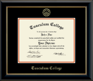 Tusculum College Gold Embossed Diploma Frame in Onyx Gold