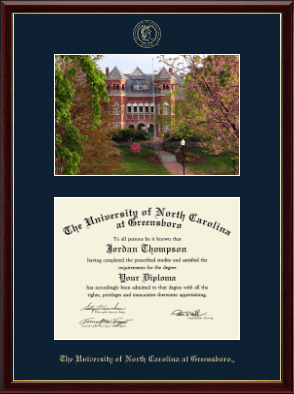 The University of North Carolina Greensboro diploma frame - Campus Scene Diploma Frame in Galleria