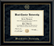 West Chester University Gold Embossed Diploma Frame in Onyx Gold