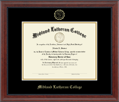 Midland Lutheran College diploma frame - Gold Embossed Diploma Frame in Signature