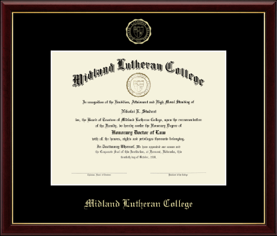 Midland Lutheran College diploma frame - Gold Embossed Diploma Frame in Galleria