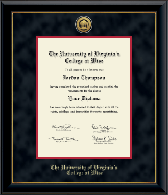 The University of Virginia's College at Wise diploma frame - Gold Engraved Medallion Diploma Frame in Onyx Gold