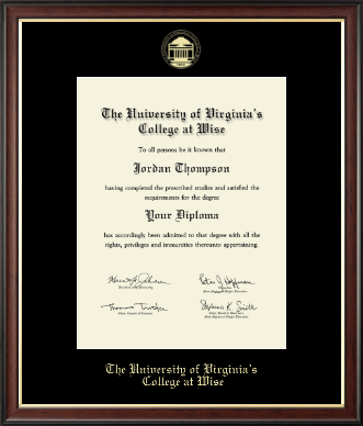 The University of Virginia's College at Wise diploma frame - Gold Embossed Diploma Frame in Studio Gold