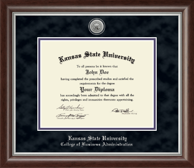 Kansas State University diploma frame - Silver Engraved Medallion Diploma Frame in Devonshire