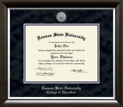 Kansas State University diploma frame - Silver Engraved Medallion Diploma Frame in Devonshire