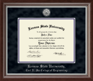 Kansas State University Silver Engraved Medallion Diploma Frame in Devonshire
