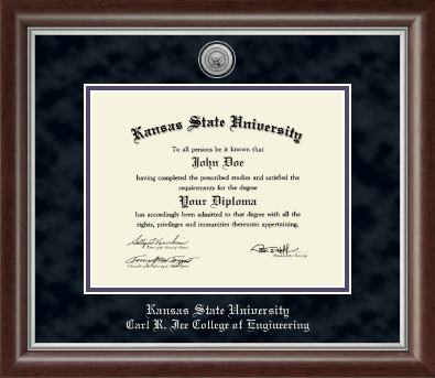Kansas State University diploma frame - Silver Engraved Medallion Diploma Frame in Devonshire