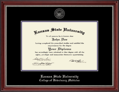 Kansas State University diploma frame - Silver Embossed Diploma Frame in Kensington Silver