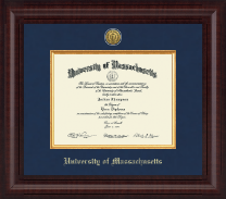 University of Massachusetts Lowell Presidential Gold Engraved Diploma Frame in Premier