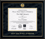 Mount Sinai School of Medicine Gold Engraved Medallion Diploma Frame in Onyx Gold