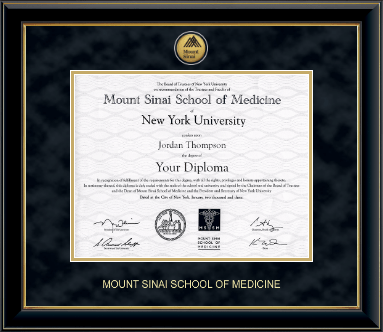 Mount Sinai School of Medicine diploma frame - Gold Engraved Medallion Diploma Frame in Onyx Gold
