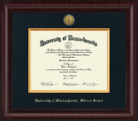 University of Massachusetts Medical School at Worcester Presidential Gold Engraved Diploma Frame in Premier