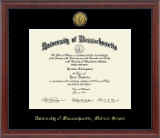 University of Massachusetts Medical School Gold Engraved Medallion Diploma Frame in Signature