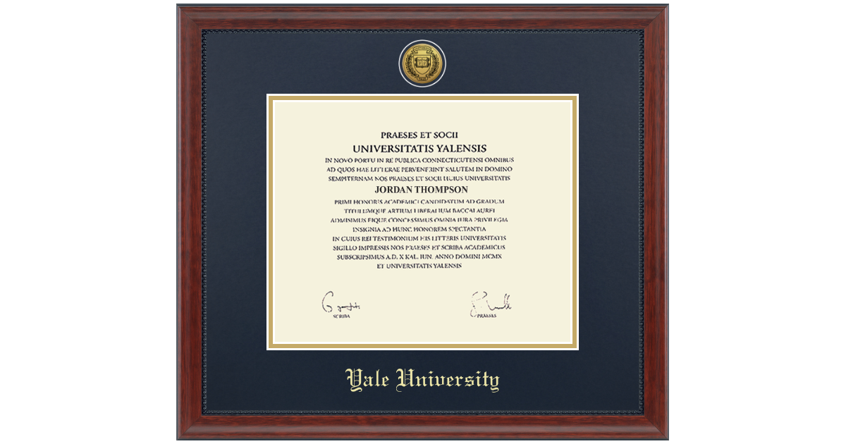 Gold Engraved Medallion Diploma Frame in Signature Yale University ...