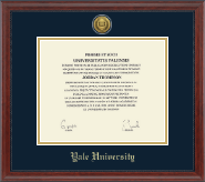 Yale University diploma frame - Gold Engraved Medallion Diploma Frame in Signature