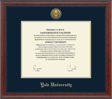 Yale University diploma frame - Gold Engraved Medallion Diploma Frame in Signature