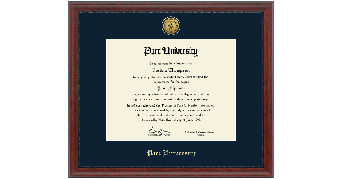 Gold Engraved Medallion Diploma Frame in Signature Pace University