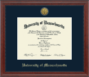 University of Massachusetts Lowell Gold Engraved Medallion Diploma Frame in Signature