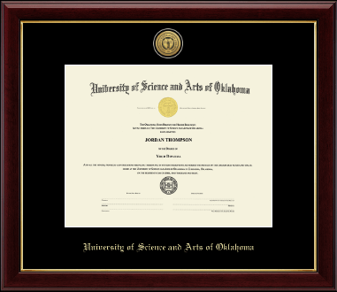 University of Science and Arts of Oklahoma diploma frame - Gold Engraved Medallion Diploma Frame in Gallery