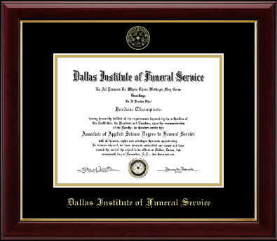 Dallas Institute of Funeral Service diploma frame - Embossed Diploma Frame in Gallery