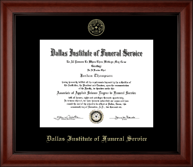 Dallas Institute of Funeral Service diploma frame - Embossed Diploma Frame in Cambridge