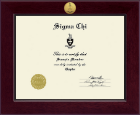 Sigma Chi Fraternity Century Gold Engraved Certificate Frame in Cordova