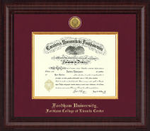 Fordham University Presidential Gold Engraved Diploma Frame in Premier