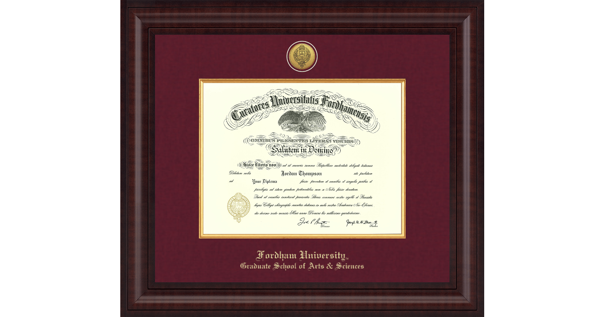 Fordham Graduate School of Arts & Sciences Diploma Frames