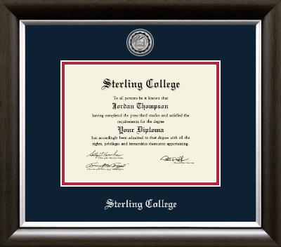Sterling College diploma frame - Silver Engraved Medallion Diploma Frame in Devonshire