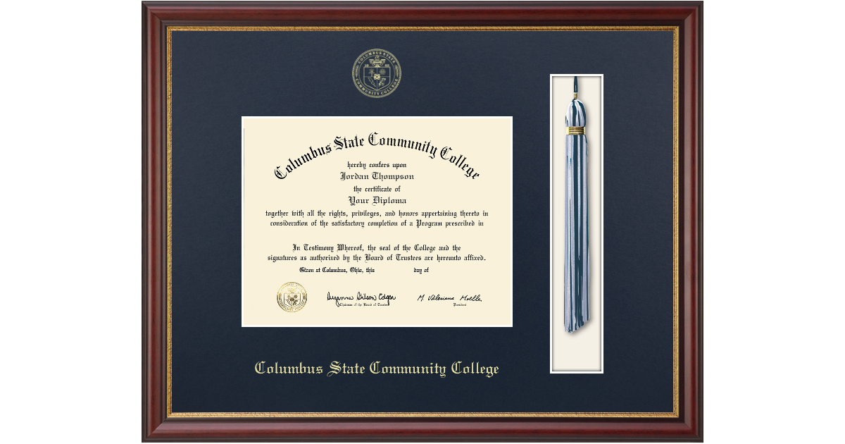 Tassel & Cord Diploma Frame in Newport Columbus State Community