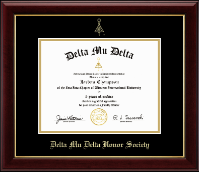 Delta Mu Delta Honor Society certificate frame - Gold Embossed Certificate Frame in Gallery