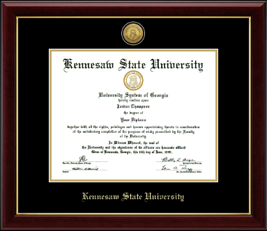 Kennesaw State University diploma frame - Gold Engraved Medallion Diploma Frame in Gallery