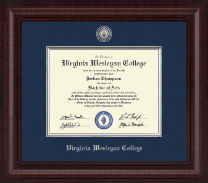 Virginia Wesleyan College diploma frame - Presidential Silver Engraved Diploma Frame in Premier