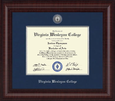 Virginia Wesleyan College diploma frame - Presidential Silver Engraved Diploma Frame in Premier