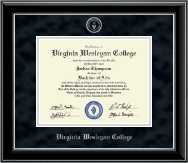 Virginia Wesleyan College Silver Embossed Diploma Frame in Onyx Silver