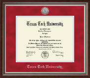 Texas Tech University diploma frame - Silver Engraved Medallion Diploma Frame in Devonshire