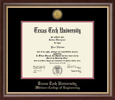 Texas Tech University diploma frame - Gold Engraved Medallion Diploma Frame in Hampshire