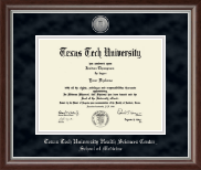 Texas Tech University Health Sciences Center Silver Engraved Medallion Diploma Frame in Devonshire