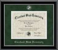Cleveland State University Silver Embossed Diploma Frame in Onyx Silver