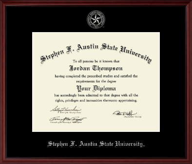 Stephen F. Austin State University diploma frame - Silver Embossed Diploma Frame in Camby