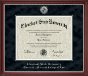 Cleveland State University Silver Engraved Medallion Diploma Frame in Kensington Silver