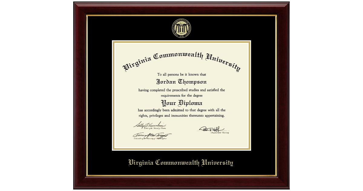 Gold Embossed Diploma Frame in Gallery Virginia Commonwealth University