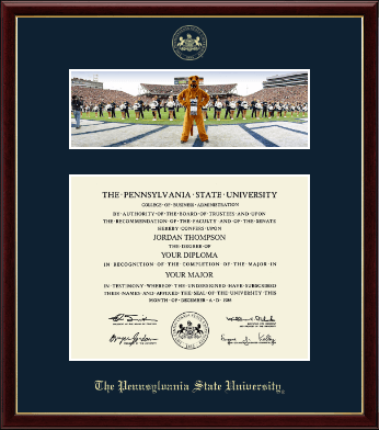 Pennsylvania State University diploma frame - Campus Scene Diploma Frame - Mascot/Cheerleaders in Galleria