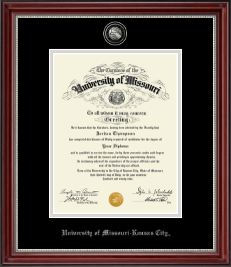 University of Missouri Kansas City diploma frame - Masterpiece Medallion Diploma Frame in Kensington Silver