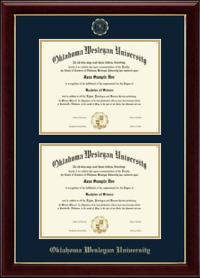Oklahoma Wesleyan University diploma frame - Double Diploma Frame in Gallery