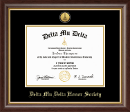 Delta Mu Delta Honor Society Gold Engraved Medallion Certificate Frame in Hampshire